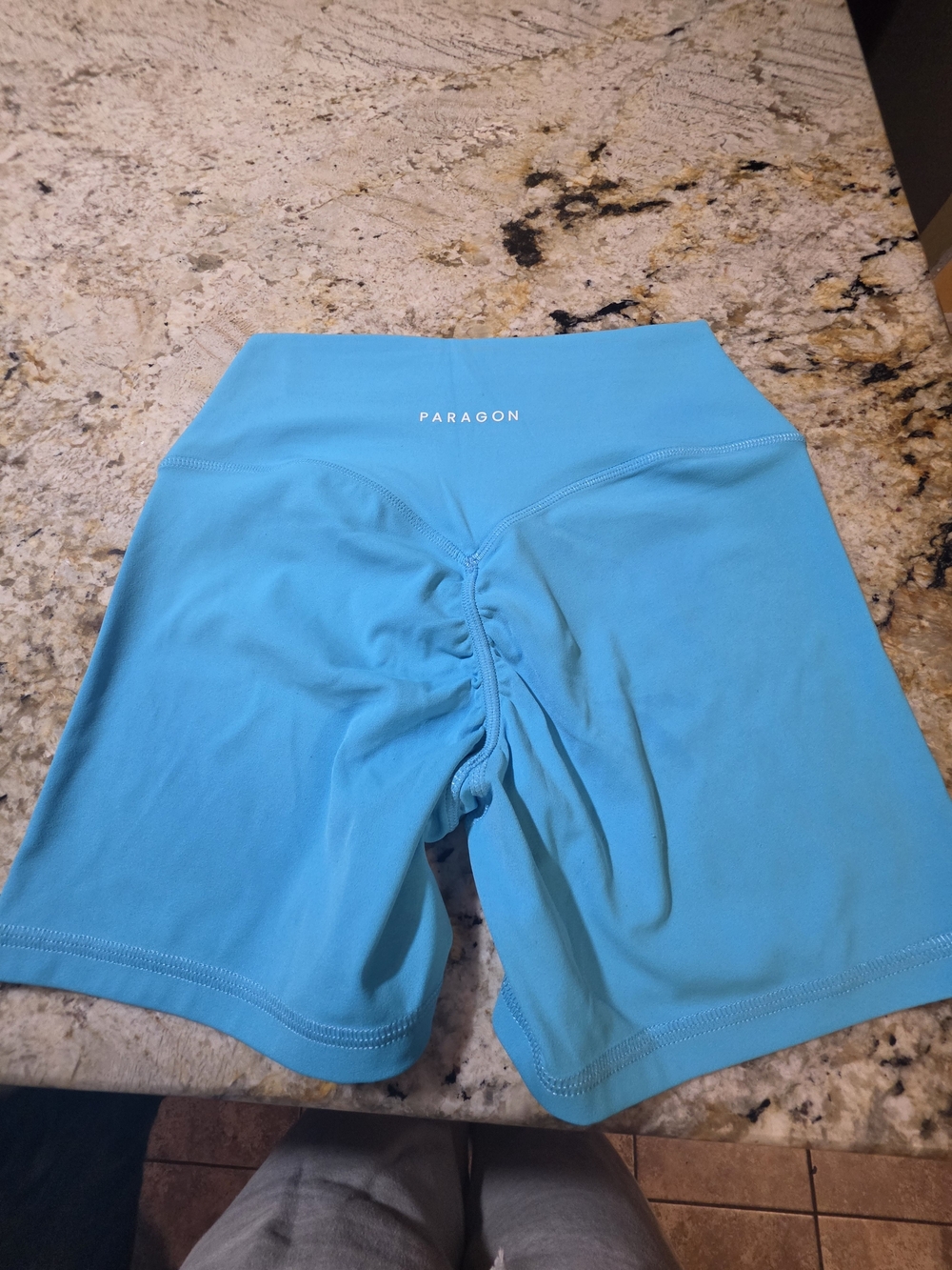 PARAGON Bright Aqua High-Waist Ruched Bike Shorts